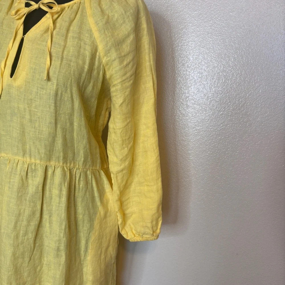 J. Crew 100% Linen Tiered Butter Yellow Dress Size Small XSmall - Picture 5 of 14